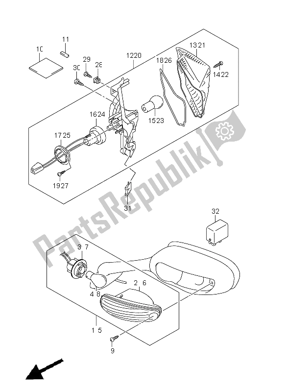 Tutte le parti per il Indicatore Di Direzione del Suzuki GSX R 600 2011