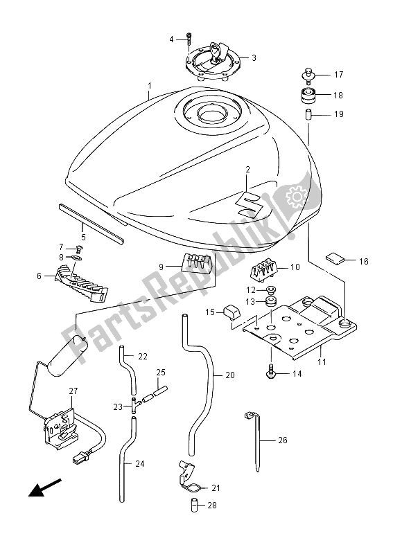 Todas as partes de Tanque De Combustível do Suzuki GSX 1250 FA 2015