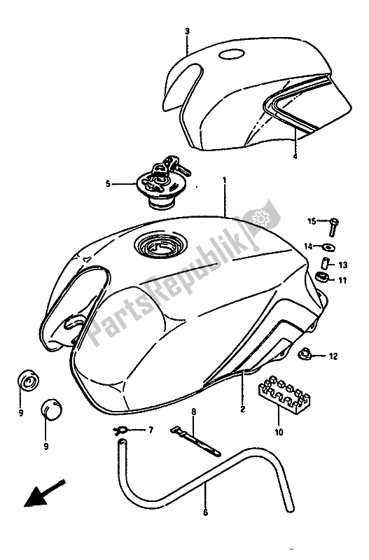 Alle onderdelen voor de Brandstoftank (gsx550es) van de Suzuki GSX 550 Esfu 1986