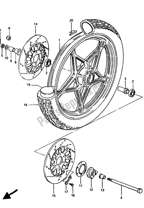 Todas las partes para Rueda Delantera de Suzuki GS 1100G 1985