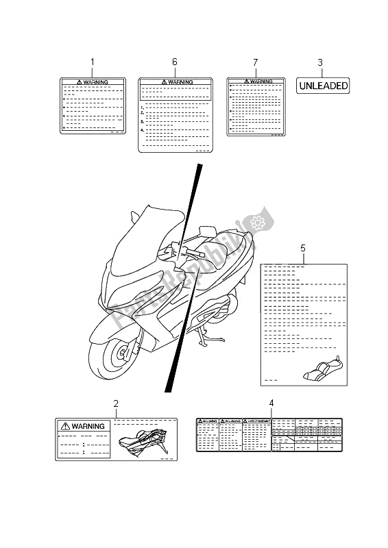 Tutte le parti per il Etichetta del Suzuki Burgman AN 400Z 2007