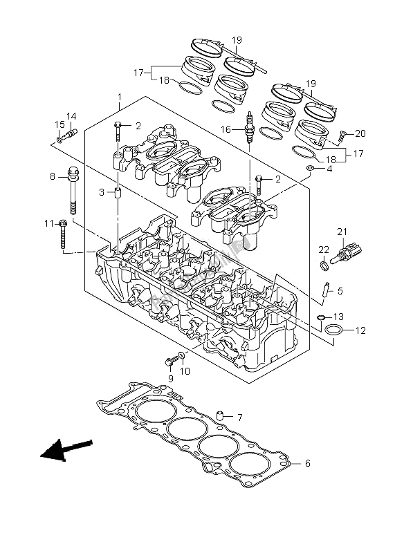 Alle onderdelen voor de Cilinderkop van de Suzuki GSX R 750 2007