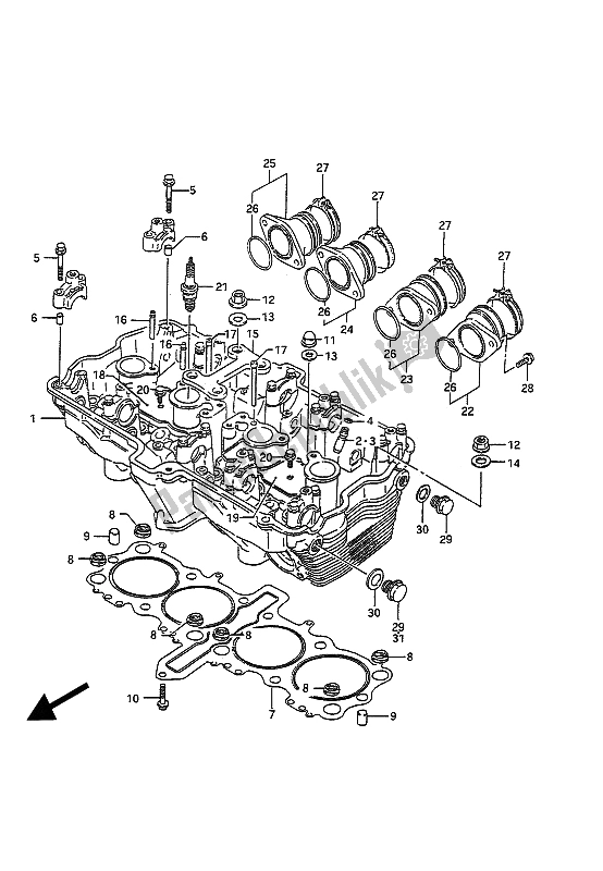 Alle onderdelen voor de Cilinderkop van de Suzuki GSX 1100G 1993