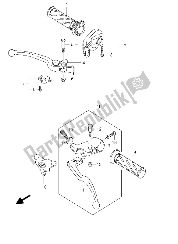 All parts for the Handle Lever of the Suzuki DL 650 V Strom 2004