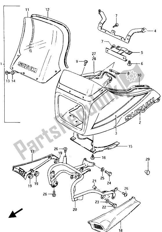 Tutte le parti per il Cuffia del Suzuki GSX 750 ES 1986