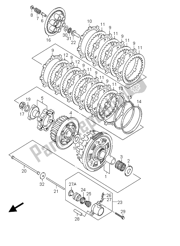 Todas las partes para Embrague de Suzuki GSX 1300 RZ Hayabusa 2007