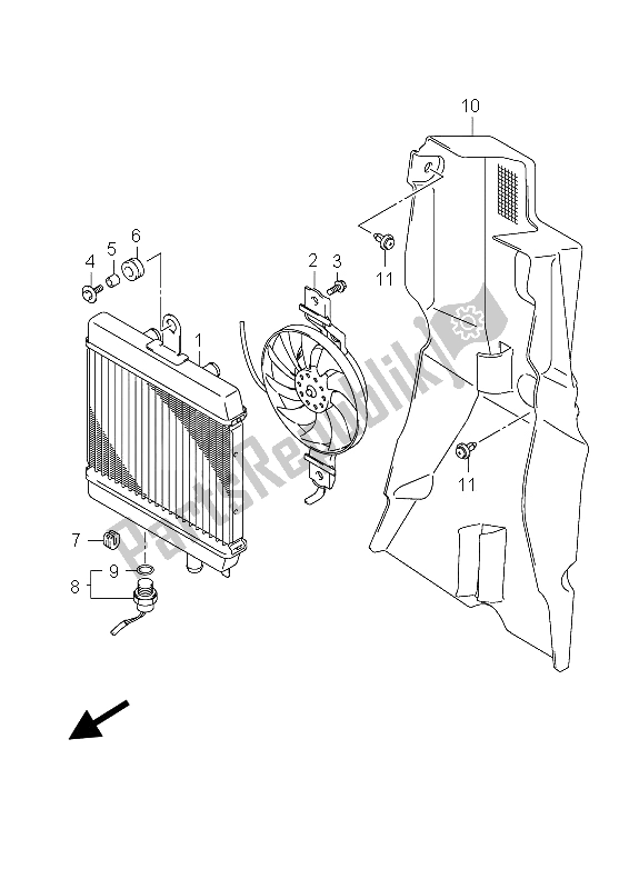 Alle onderdelen voor de Radiator van de Suzuki UH 200 Burgman Executive 2011