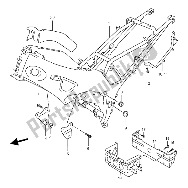 All parts for the Frame of the Suzuki RF 900R 1998