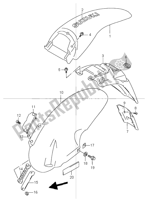 All parts for the Rear Fender of the Suzuki TR 50S Street Magic 1998