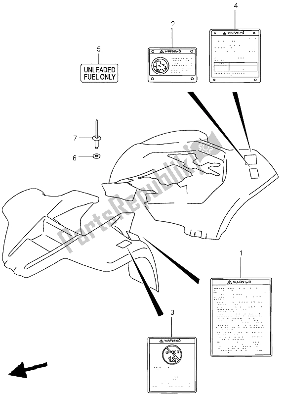 All parts for the Label of the Suzuki LT 80 Quadsport 2005