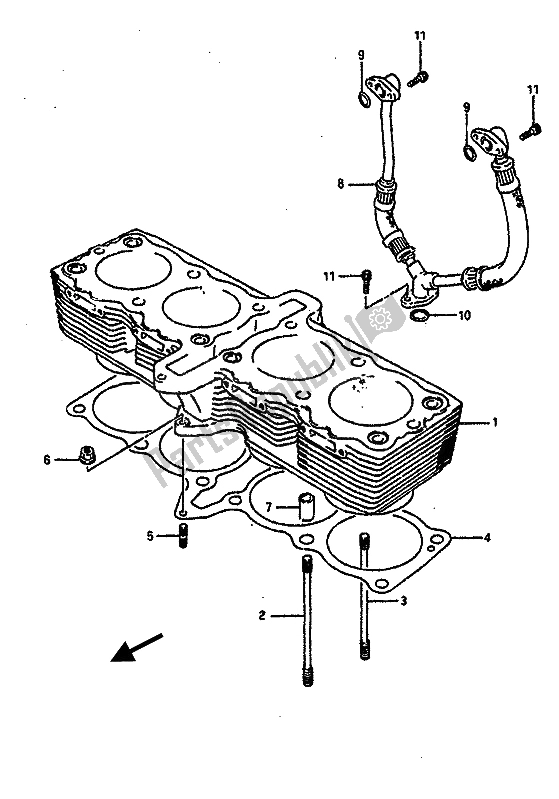 All parts for the Cylinder of the Suzuki GSX R 750 1988