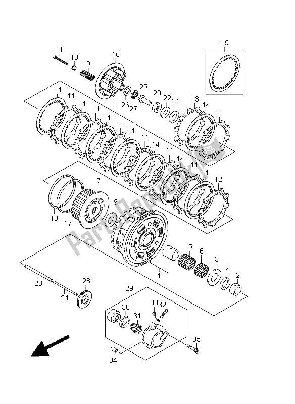 Todas as partes de Embreagem do Suzuki GSX 1250 FA 2011