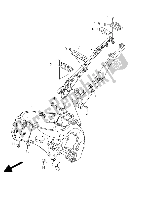 All parts for the Frame of the Suzuki GSX R 1000 2009