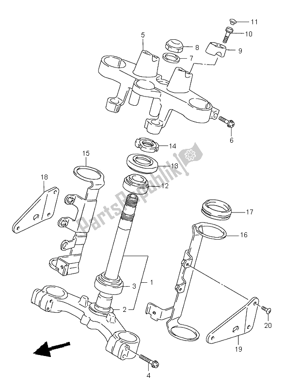 Tutte le parti per il Gambo Dello Sterzo del Suzuki GSX 750 2001