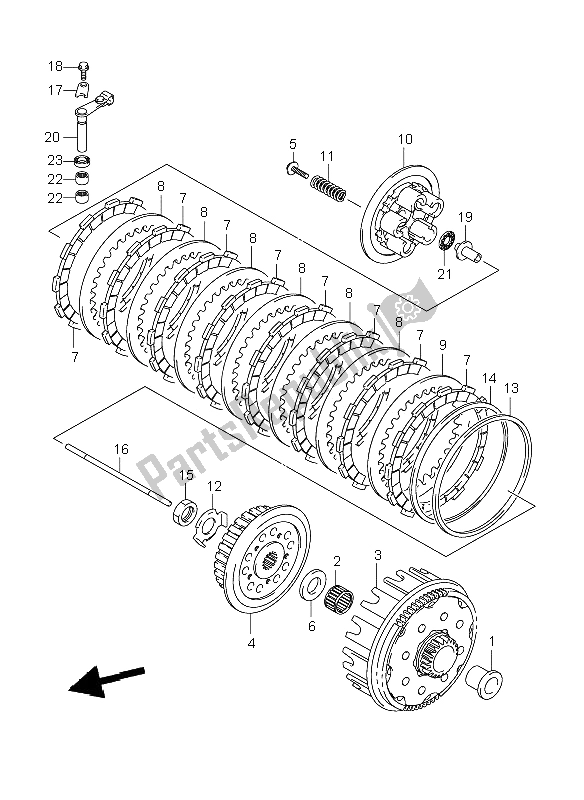 All parts for the Clutch of the Suzuki RM Z 250 2009