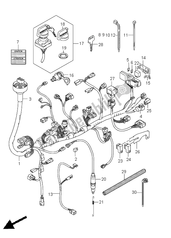 All parts for the Wiring Harness (lt-a500xp P28) of the Suzuki LT A 500 XPZ Kingquad AXI 4X4 2011