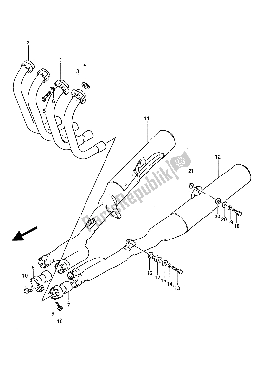 Tutte le parti per il Silenziatore del Suzuki GSX 1100F 1988