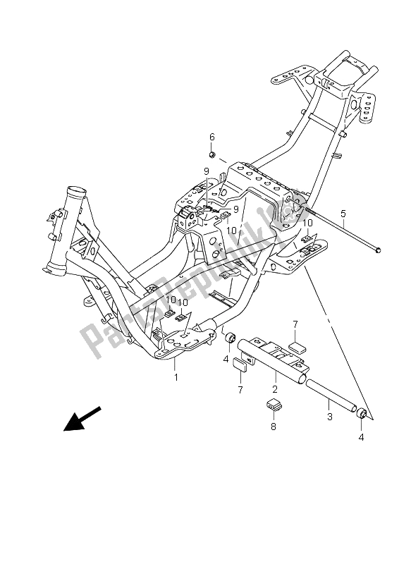 All parts for the Frame of the Suzuki UH 200 Burgman 2009