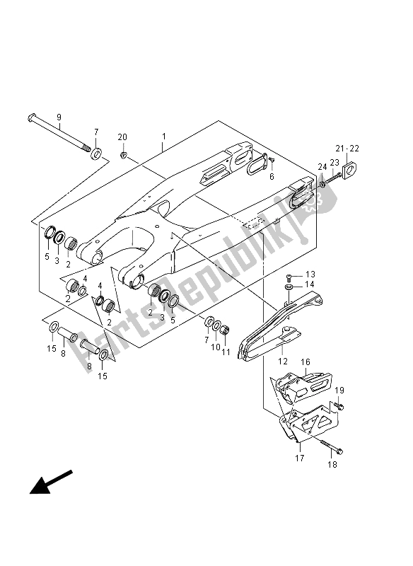 Tutte le parti per il Braccio Oscillante Posteriore del Suzuki RM Z 450 2012