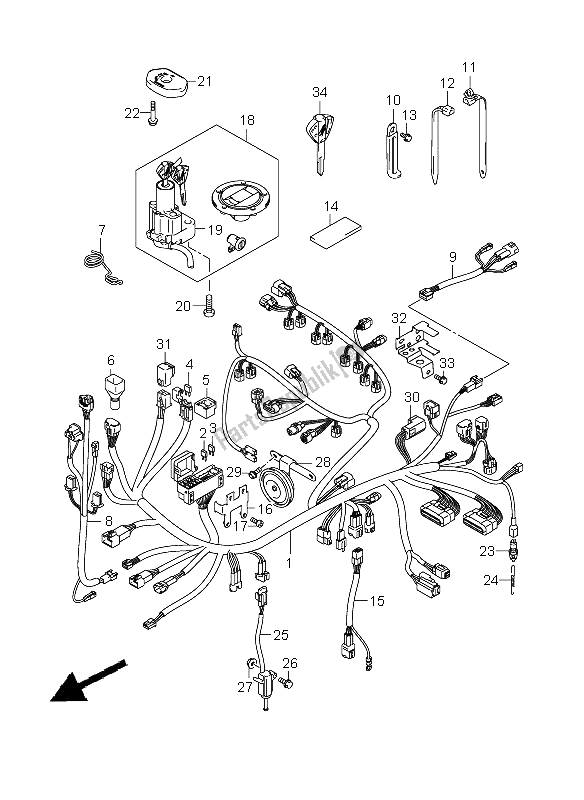 Todas las partes para Mazo De Cables (p37) de Suzuki GSX 1300R Hayabusa 2009