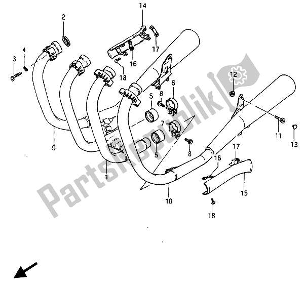 All parts for the Muffler of the Suzuki GSX 750 Esefe 1985