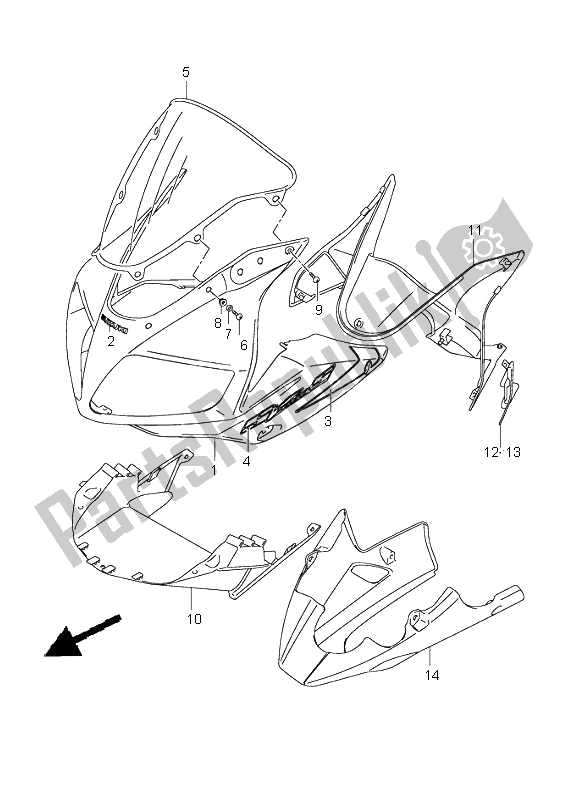 Tutte le parti per il Corpo Del Cofano (sv1000sz-s1z-s2z) del Suzuki SV 1000 NS 2005