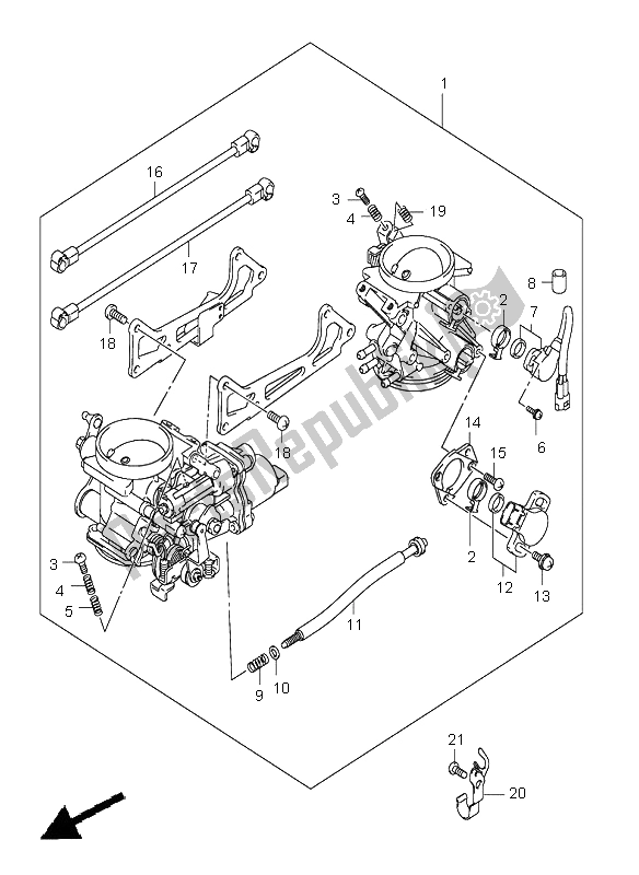 All parts for the Throttle Body of the Suzuki SV 650 NS 2005