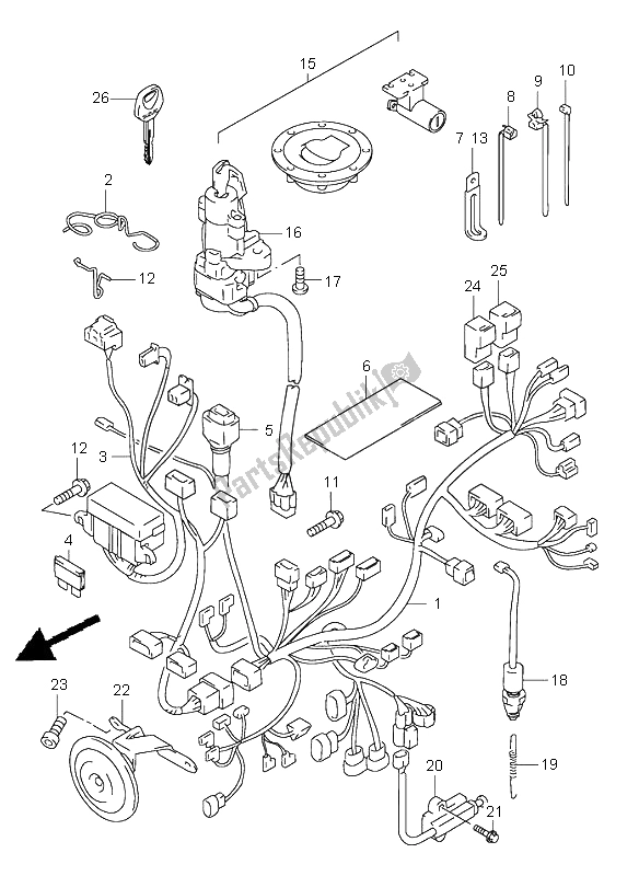 All parts for the Wiring Harness of the Suzuki TL 1000S 1998