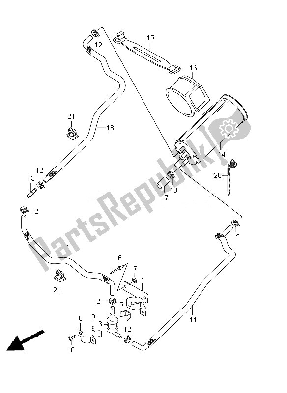 Todas as partes de Sistema Evap (e14) do Suzuki GSX R 1000Z 2010