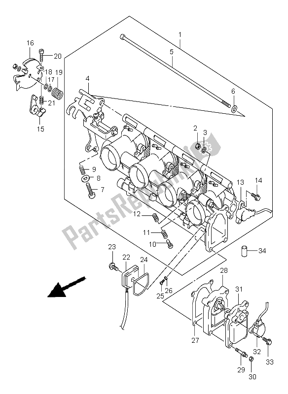 Todas as partes de Corpo Do Acelerador do Suzuki GSX R 600 2001