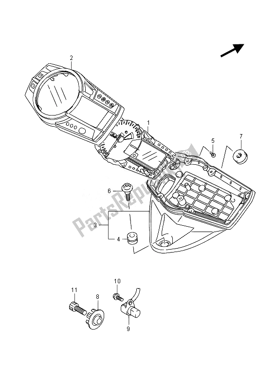 All parts for the Speedometer (gsx-r1000uf) of the Suzuki GSX R 1000 2014