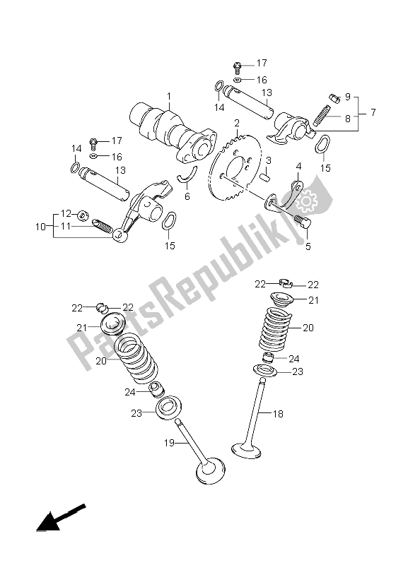 All parts for the Camshaft & Valve of the Suzuki LT F 250 Ozark 2008