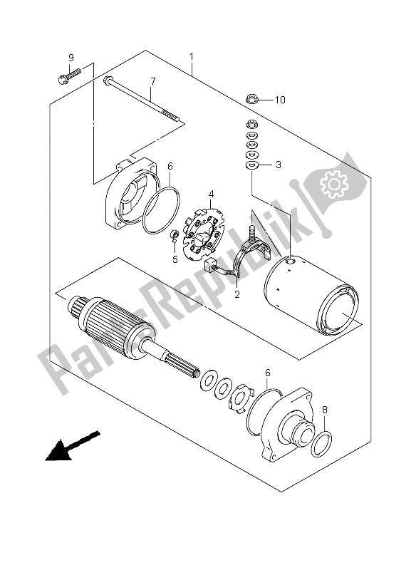 All parts for the Starting Motor of the Suzuki VLR 1800R C 1800 Intruder 2008