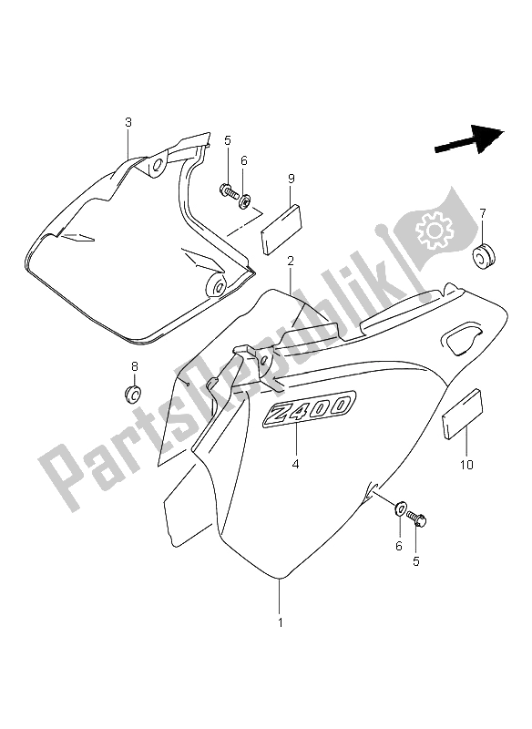 Alle onderdelen voor de Frame Afdekking van de Suzuki DR Z 400S 2000