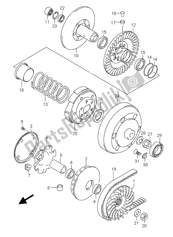 All parts for the Transmission (1) of the Suzuki Burgman AN 400S 2006