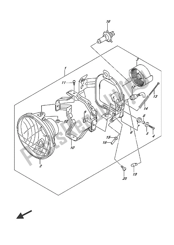 Alle onderdelen voor de Koplamp van de Suzuki VL 1500T Intruder 2016