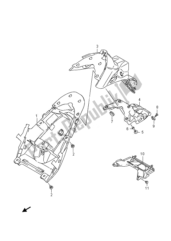 All parts for the Rear Fender of the Suzuki SFV 650A Gladius 2014