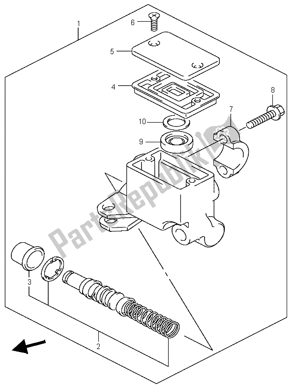 All parts for the Front Master Cylinder of the Suzuki LT A 400 Eiger 4X2 2004