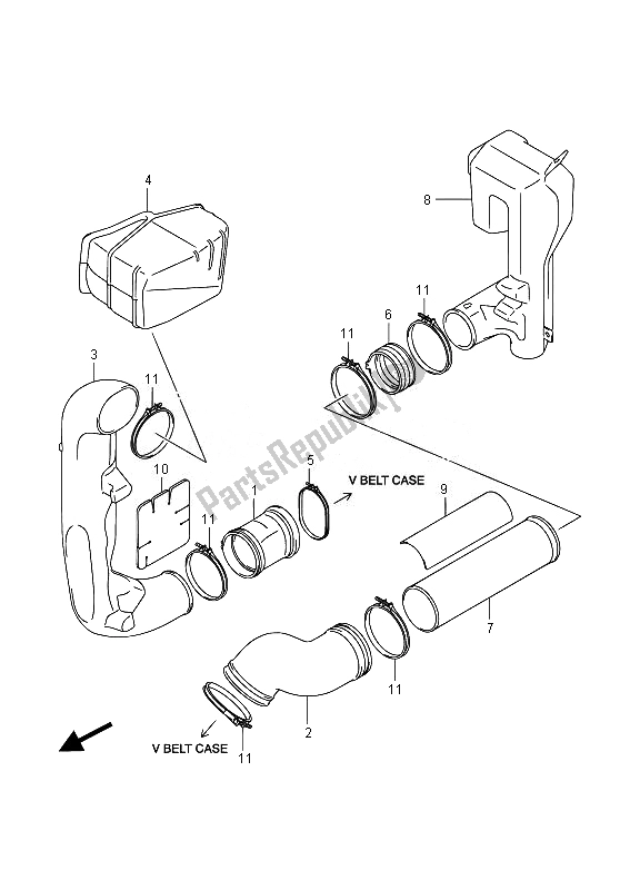 All parts for the Belt Cooling Duct of the Suzuki LT A 750 XPZ Kingquad AXI 4X4 2014