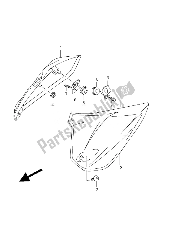 Alle onderdelen voor de Frame Hoofddeksel (zonder Motorkap) van de Suzuki GSF 650 Nsnasa Bandit 2010