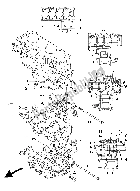 Toutes les pièces pour le Carter du Suzuki GSX R 1000 2004