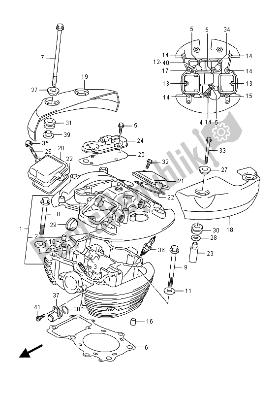 All parts for the Cylinder Head (rear) (e19) of the Suzuki VL 800 Intruder 2015