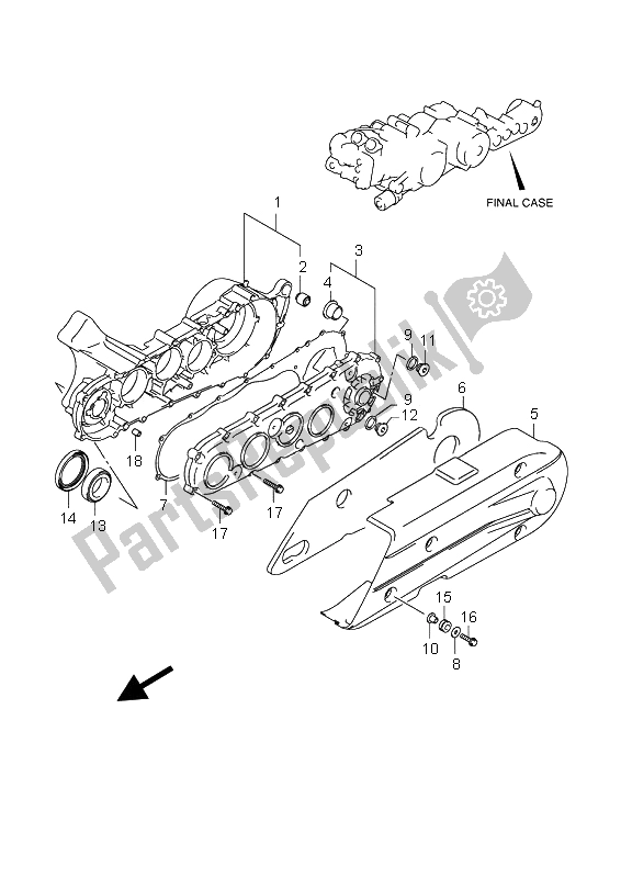 All parts for the Case Final of the Suzuki AN 650 AAZ Burgman Executive 2008