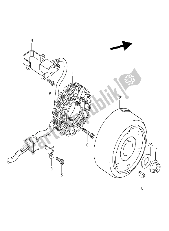 All parts for the Magneto (dr-z400e) of the Suzuki DR Z 400E 2004