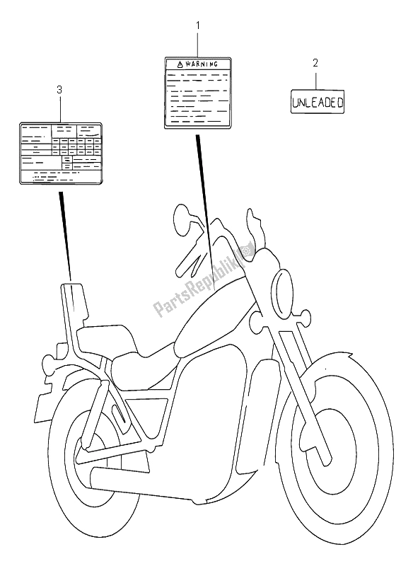 Wszystkie części do Etykieta Ostrzegawcza Suzuki VS 800 Intruder 1995