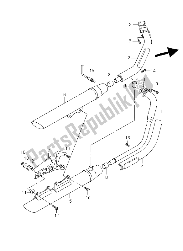 All parts for the Muffler of the Suzuki VL 800C Volusia 2008