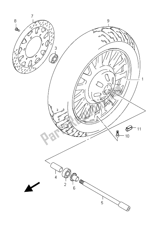 Toutes les pièces pour le Roue Avant (vl800c E24) du Suzuki C 800 VL Intruder 2012