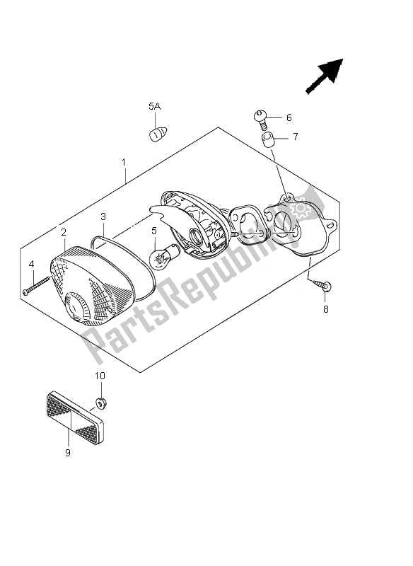 All parts for the Rear Combination Lamp of the Suzuki RV 125 Vanvan 2007