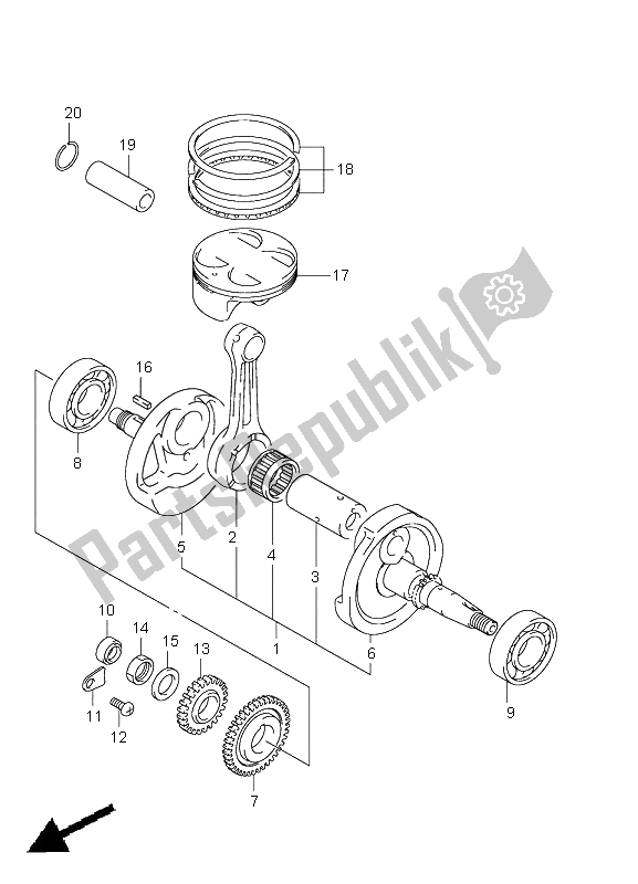 Todas las partes para Cigüeñal (lt-r450) de Suzuki LT R 450Z Quadracer 2011