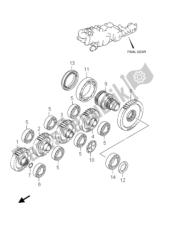 All parts for the Final Gear of the Suzuki AN 650A Burgman Executive 2012